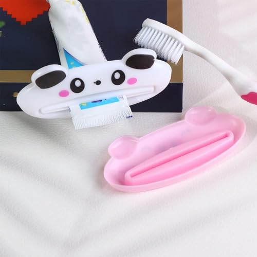 3 Pieces Multicolour Toothpaste Tube Squeezer, Cute Animal Bear Frog Panda Toothpaste Tube Squeezer,Plastic Tube Squeezer Holder Toothpaste Clips Holders and Dispensers