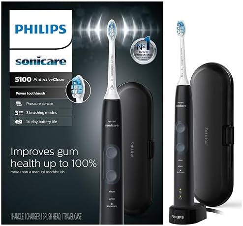 Philips Sonicare ProtectiveClean 5100 Electric Rechargeable Electric Power Toothbrush, Gum Health, Frustration Free Packaging, White, HX6857/32