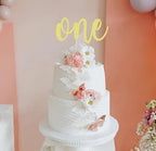 One Cake Topper - Gold Glitter 1st Birthday Cake Decorating Supplies for Boys or Girls, First Birthday Cake Topper for Baby Shower 1st Birthday Party Supplies Photo Booth Props