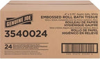Genuine Joe Embossed Bath Tissue, 2-Ply, Septic Safe, Individually Wrapped, 4" x 3.75", 400 Sheets/Roll, 24 Count