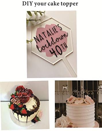 Clear Acrylic Cake Toppers, Acrylic Cake Topper Blanks, DIY Cake Topper, Cake Topper Blanks 12pcs Mix Shapes for Festival Party