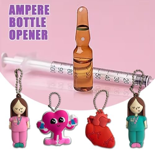 Bottle Opener Keychain Syringe-Shaped Cutter Nurse Doctor Ampoule Bottle Opener Aid Medication Vial Breaker Tool