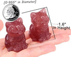 QINJIEJIE Strawberry Quartz Cat Crystals Figurines Carved Stone Healing Crystal Gemstone Sculpture Home Office Decoration Sitting Cat Statue Gifts for Women