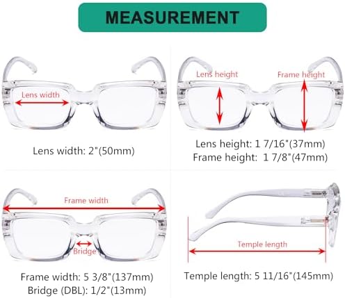Eyekepper Stylish Reading Glasses Women - Oversized Square Readers Transparent +1.00