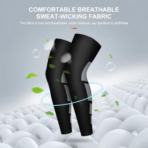 Full Length Compression Leg Sleeves, Anti-Slip Knee Brace for Basketball Running Cycling Sports