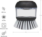 KitchenAid Soap Dispensing Palm Brush with Built in Easy to Fill Soap Dispenser, Non Slip Grip for Easy Cleaning, Safe on Non Stick Cookware, 2.95 x 2.17 x 3.54 inches, Black