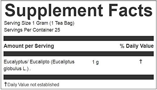 Hanan Peruvian Secrets Eucalyptus Herbal Tea | 100% Natural Eucalyptus Leaves | 25 Tea Bags | Naturally Aids in Alleviating Seasonal Respiratory Discomfort