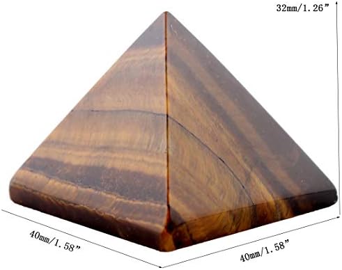 1.5inch Natural Pyramid Carved Chakra Healing Crystal Reiki Stone Gemstone Radiation Home Decor Decoration Crafts (Yellow tiger eye)
