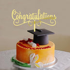 Acrylic Congratulations Cake Topper, Class of 2026 Cake Topper, Congrats Grad Party Decorations Supplies, High School Graduation/College Graduate Party Decoration Supplies (Gold Acrylic)