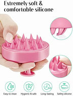 HEETA Scalp Massager Hair Growth, Soft Silicone Scalp Scrubber Shampoo Brush for Exfoliation, Dandruff Removal Head Massage Stress Relax, Wet & Dry Use for Thick Thin Curly Hair Care, Cherry Pink