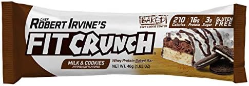FITCRUNCH Snack Size Protein Bars, World’s Only 6-Layer Baked Bar, Just 3g of Sugar & Soft Cake Core (9 Count, Milk & Cookies)