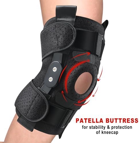 Adjustable Hinged Knee Brace, Black, One Size Fits Most