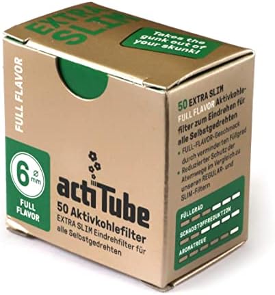 actiTube Extra Slim Gold Active Carbon Filter 6 mm Pack of 50 50 g