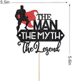 The Man The Myth The Legend Cake Topper,Legend Retirement Party Decor，Super Dad Happy Birthday Theme Father's Day Party Decorations