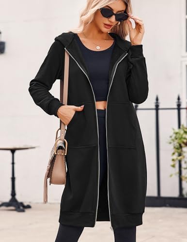 Zeagoo Women's Zip Up Hoodies Oversized Fleece Long Tunic Sweatshirts Casual Long Sleeve 2026 Fall Hoodie Jacket Coat