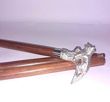Steampunk Handmade Victorian Silver Fox Handcrafted Wolf Head Wands Walking Canes Sticks-Walking Sticks