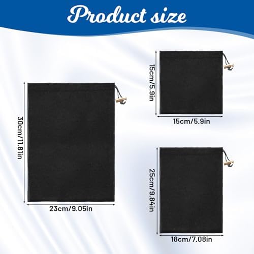 Toy Storage Bags, 6 Pcs Quality Satin Silk Drawstring Pouch Adjustable Microfiber Toy Organizer Bags Gift Bag Foldable Ditty Bag for Women Men Toys Underwear Sunglasses Cosmetic, 3 Sizes (Black)
