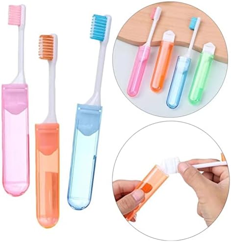 Tvoip 4 Pieces Portable Folding Toothbrush Super Soft Bristle Travelling Toothbrush Fold Travel Camping Hiking Outdoor Easy to Take Teethbrush