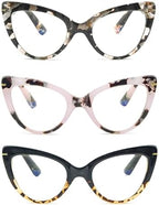 Oversized Cat Eye Reading Glasses for Women Fashion Cute Blue Light Blocking Computer Readers(3 Mixed Color,2.00)