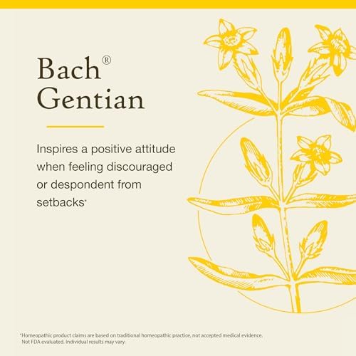 Bach Original Flower Remedies, Gentian (Non-Alcohol Formula) - Accept Setbacks - Natural Homeopathic Flower Essence for Emotional Balance - Vegan, Gluten Free, Sugar Free - 10mL Dropper
