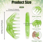 2 Pcs Jade Massage Combs, Natural Stone Guasha Scraping Scalp Comb Facial Massage Tool Multi-Functional Handheld Head Massage Comb for Head Caring Body Relaxing