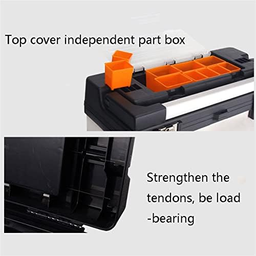 Toolbox Tool Box - Portable Lockable Storage, Stainless Steel and Plastic Construction - Removable Tray, Toolbox Organizer with Alum Alloy Handle Double-Lock Waterproof Toolbox Mobile Work Centre Tool