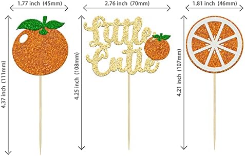 24Pcs Little Cutie Cupcake Toppers Glitter Orange Cupcake Picks Citrus Theme Baby Shower Decorations for Cutie Kids Birthday Party Tangerine Theme Baby Shower Fruit Party Supplies