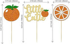 24Pcs Little Cutie Cupcake Toppers Glitter Orange Cupcake Picks Citrus Theme Baby Shower Decorations for Cutie Kids Birthday Party Tangerine Theme Baby Shower Fruit Party Supplies