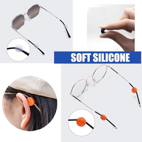 OPUGIT Glasses Ear Grips 10 Pairs Eyeglass Temple Tip Sleeve Holder,Silicone Ear Hook Anti-Slip For Kids and Adults
