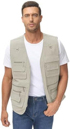 Lentta Men's Fishing Vest Summer Outdoor Lightweight Work Photo Vest 16 Pockets