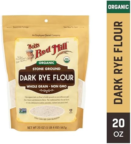 Bob's Red Mill Organic Dark Rye Flour, 20oz (Pack of 1) - Non GMO, Whole Grain, Vegan, Kosher