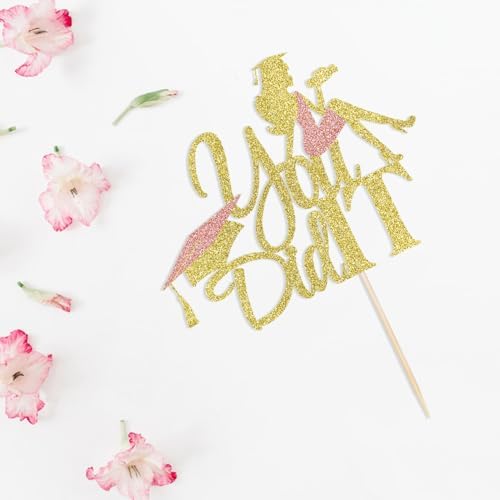 Congratulations on graduation Cake topper 2026 glitter girl graduation cake topper 2026 graduation decorations 2026 graduation party decoration supplies (gold1)