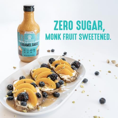 Lakanto Sugar Free Caramel Sauce - Perfect Topping for Brownies, Ice Cream, Milkshake, Smoothies, Coffee, Desserts, Monk Fruit Sweetener with Erythritol, Low Carb, Vegan, Keto Friendly (16 Fl Oz)