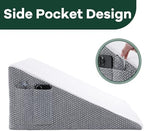 HOMBYS Bed Wedge Pillow Cover Bed Wedge Pillowcase with Side Pocket & Zipper-Soft, Breathable, Removable & Machine Washable-Cover Only, (25"x25"x8")