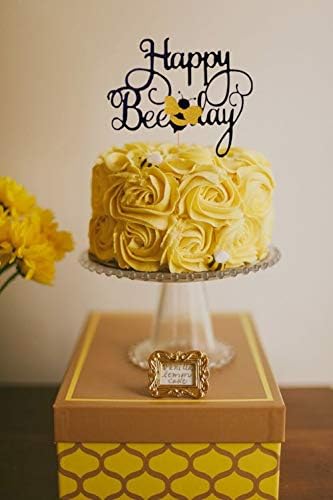 LaVenty Happy Bee Day Cake Topper Bumble Bee Cake Topper Bumble Bee Themed Party Happy Supplies Bumble Bee Decoration