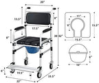Goplus 4 in 1 Shower Commode Wheelchair, 330lbs Bedside Commode Chair for Toilet with Arms, Portable Rolling Shower Chair with Wheels for Elderly Disabled Handicap Adults Bariatric