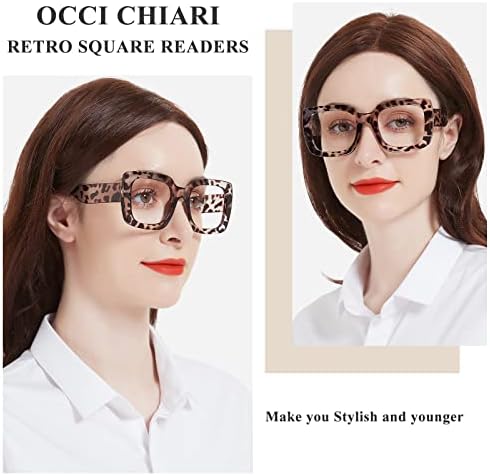 OCCI CHIARI Reading Glasses Women Stylish Square Oversized Readers 1.0 1.25 1.50 1.75 2.0 2.25 2.50 2.75 3.0 3.5 4.0
