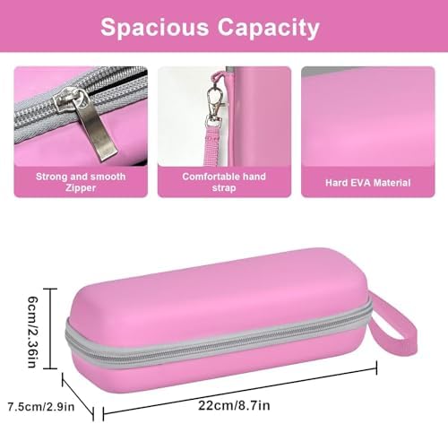 Travel Case for Oral-B/Oral-B Pro/Phlips Sonicare Electric Toothbrush with 2pcs Toothbrush Heads Cover Cap, Portable Hard Protective Storage Bag with Accessories Storage (Pink)