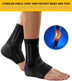1Pair Ankle Brace Compression Sleeve for Foot Pain Relief, Swelling, Plantar Fasciitis, Injury Recovery, Compression Ankle Support for Running, Sports (Black & Gray, X-Large)