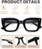 Hubeye 3 Pack Oprah Style Reading Glasses Oversized Readers Blue Light Blocking Computer Eyewear With Spring Hinge
