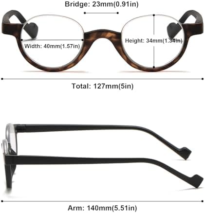 Retro Half Frame Reading Glasses Half Moon Semi Rimless Readers Vintage Round Oval Eyeglasses Men Women