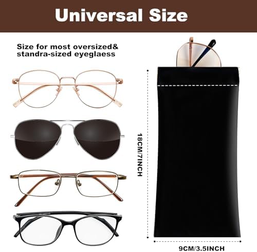 2Pcs Sunglass Eyeglass Glasses Case Soft PU Leather with Cleaning Cloth Portable Glasses Pouch Bag for Men Women