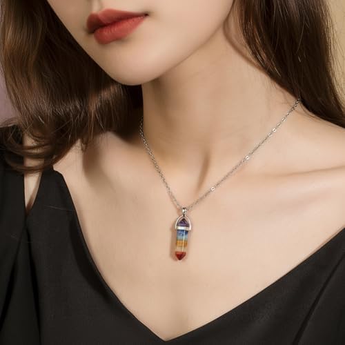 Gemstone Healing Crystal Pendant Double Point Bullet Necklace 20 Inches