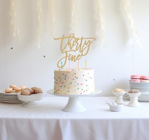 Gold Glitter Thirty Fine Cake Topper, Rip Twenties/Happy 30th Birthday/Fuck I'm 30, Funny 30th Birthday Party Decorations Supplies