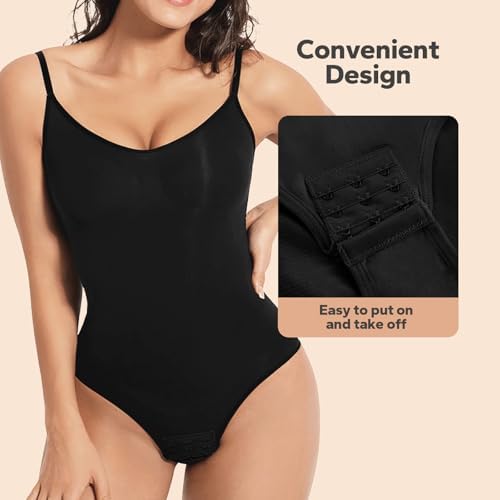 Shapewear, Bodysuit for Women, Tummy Control Bodysuit with Adjustable Straps, Seamless Snatched Body Shaper