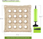 Waffle Cushion 2 Pack - Inflatable Air Cushion with Pump - Pressure Sore Relief - Cream and Blue 17x17 Inch