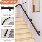 1ft - 20ft Modern Stair Handrail - Complete Kit，Anti-Slip Stair Railing Metal Wrought Iron Staircase Banister Hand Rails for Indoor Outdoor Loft Safety Grab Rail，Black(4ft/120cm)