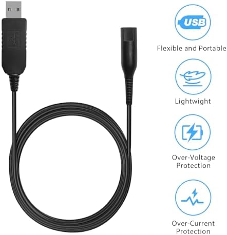 Vancle 12V Shaver Charger Cable for Braun Shaver Series 9 8 7 6 5 3 1, for Braun Razor 3040s 340s 310S 9385cc 370 720 760cc 790cc 720s-4 7865cc 9090cc 9290cc 9330s 5018s 7020s 9095cc 390cc