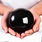 Black Obsidian Crystal Ball with Stand Large Healing Crystals Sphere for Meditation, Divination, Witchcraft 90-100mm/3.5-3.9"