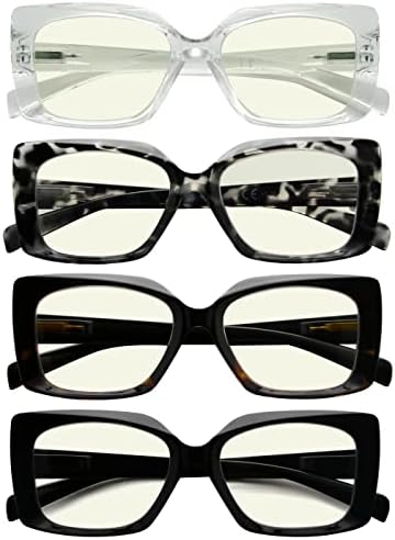 Eyekepper 4-Pack Reading Glasses Blue Light Blocking Stylish Computer Glasses Readers Women +1.75